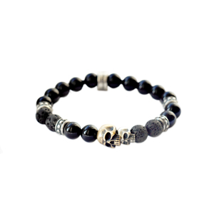 Браслет серебряный, бронза, чернение, шары сделаны из природного агата и вулканической лавы. Размер шаров 8 мм.
