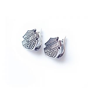 Серьга серебряная харлей дэвидсон Harley-Davidson, чернение.