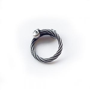 Кольцо женское серебряное трос череп, чернение.