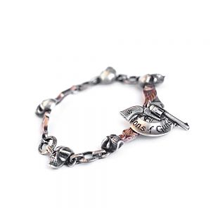 Браслет серебряный, чернение, крылья золотые.