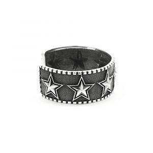 Браслет серебряный со звёздами, чернение.