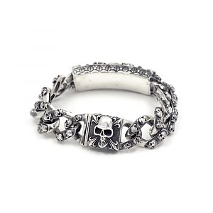 Браслет серебряный с черепами, чернение.