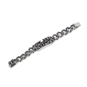 Браслет серебряный с черепами, чернение.