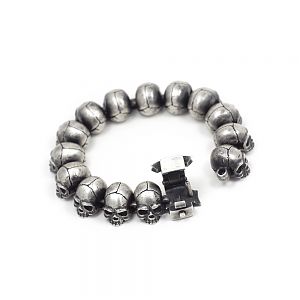 Браслет серебряный с черепами, чернение.
