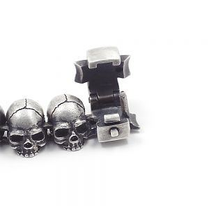 Браслет серебряный с черепами, чернение.