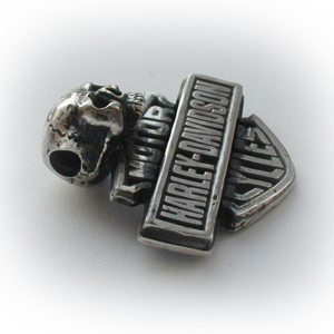 Байкерская атрибутика-Подвеска серебряная harley-davidson череп