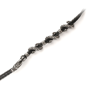 Байкерская атрибутика-Браслет серебряный Дракон, чернение.