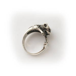 Байкерская атрибутика-Байкерская кольцо серебряное Пантера, чернение.