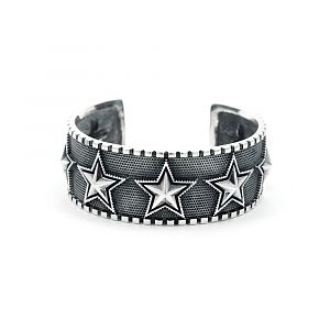 Браслет серебряный со звёздами, чернение.